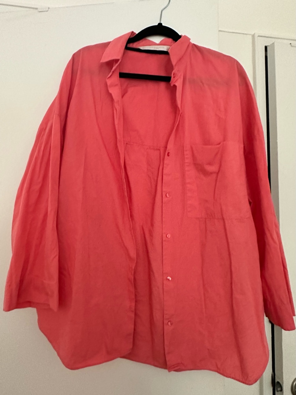 Zara Button-Down Shirt in Coral Pink